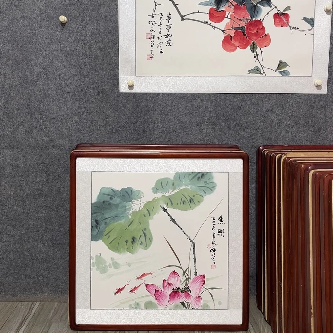 国画书画作品带框63×63