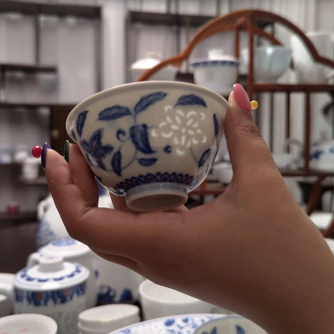 青花瓷?**️四季花卉宫碗杯一个一级品