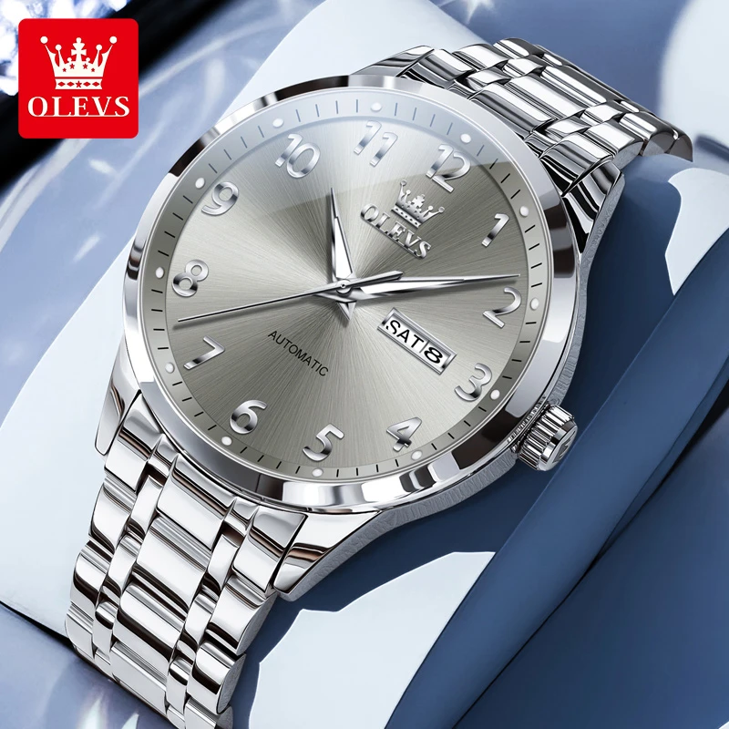 OLEVS/欧利时手表男全自动机械表数字防水时尚潮流男士腕表男款