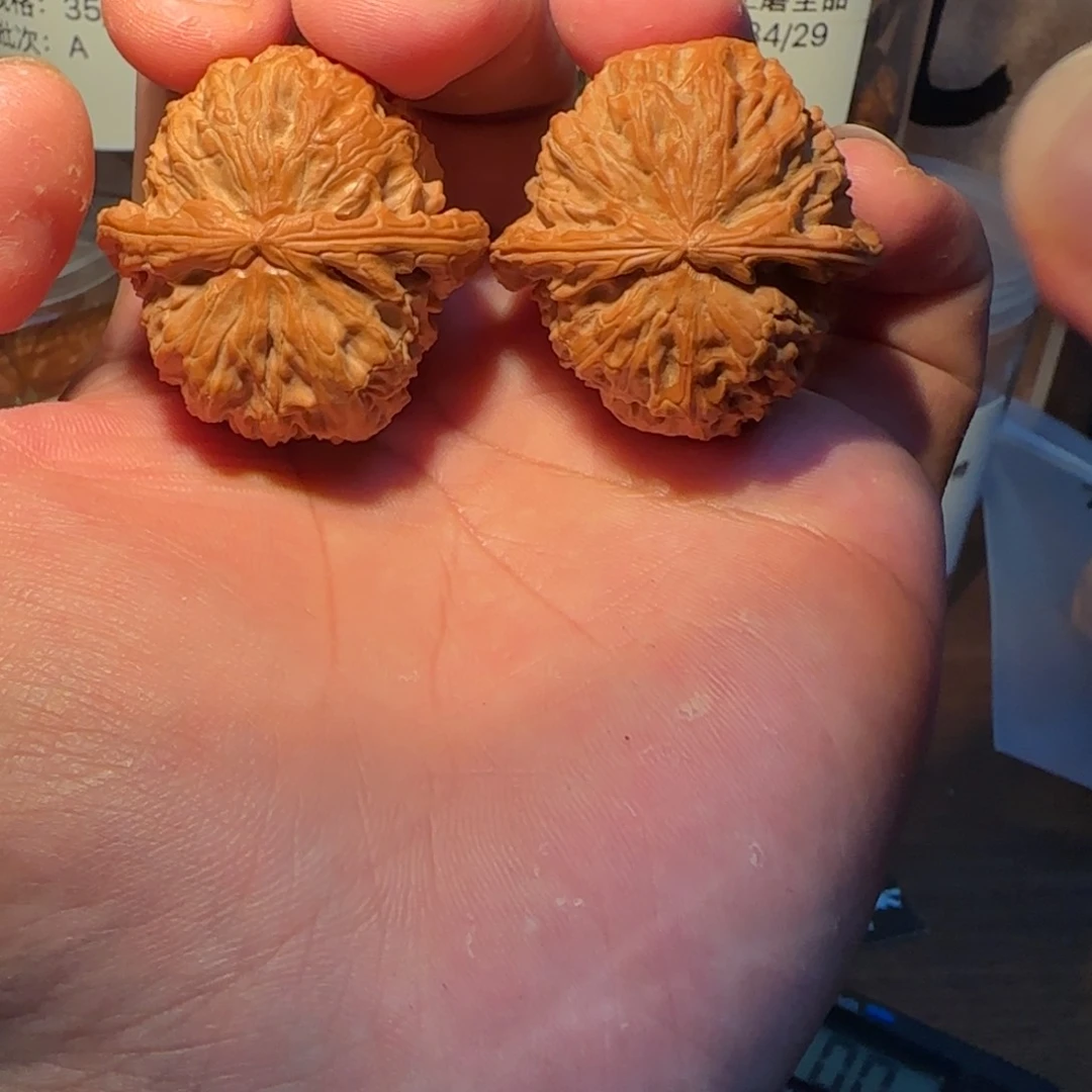 文玩核桃把件36精修三角白