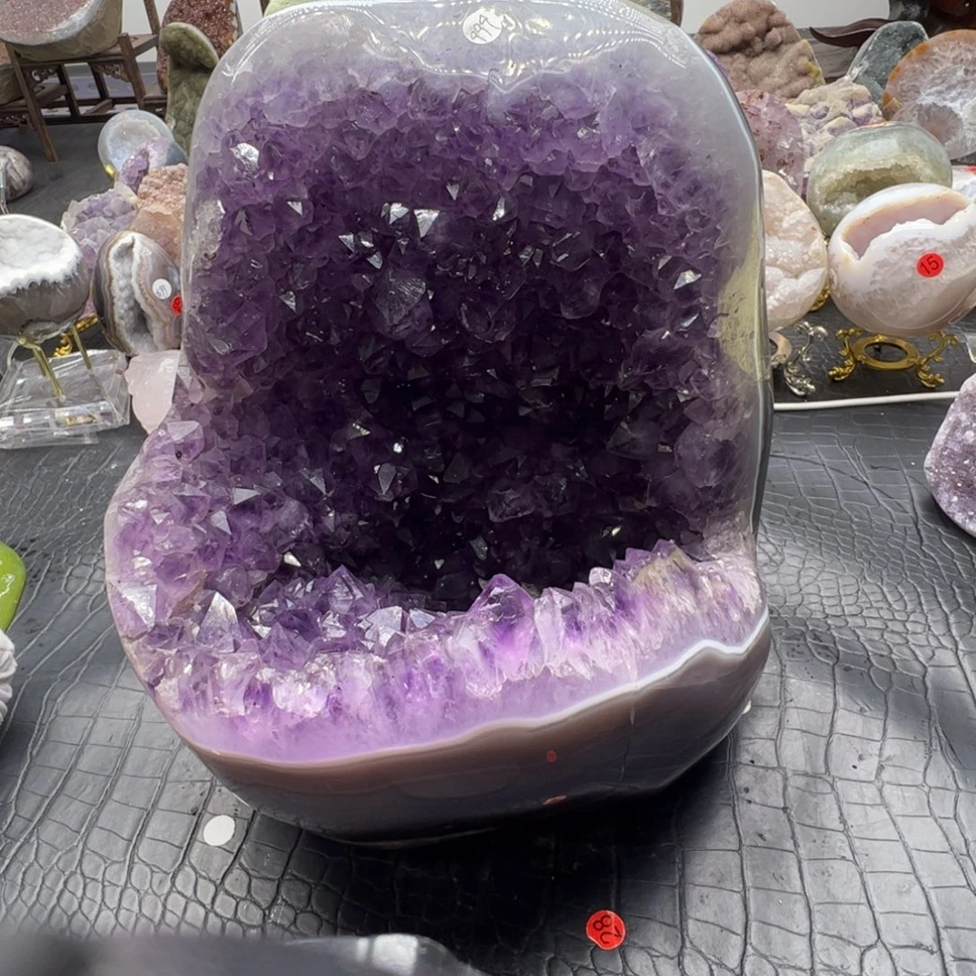 未镶嵌水晶珠宝半成品大漏紫水大牙方解晶洞