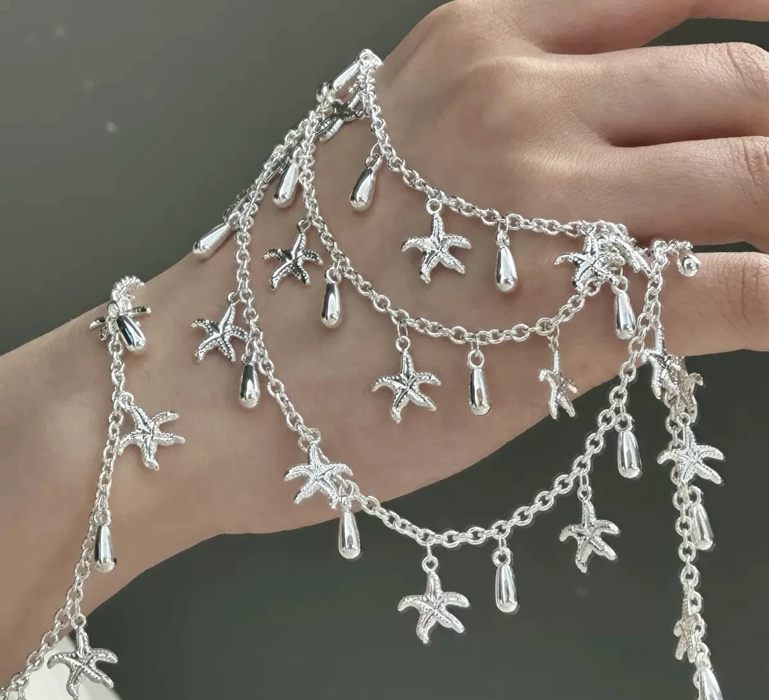 编号309 银白色海星水滴