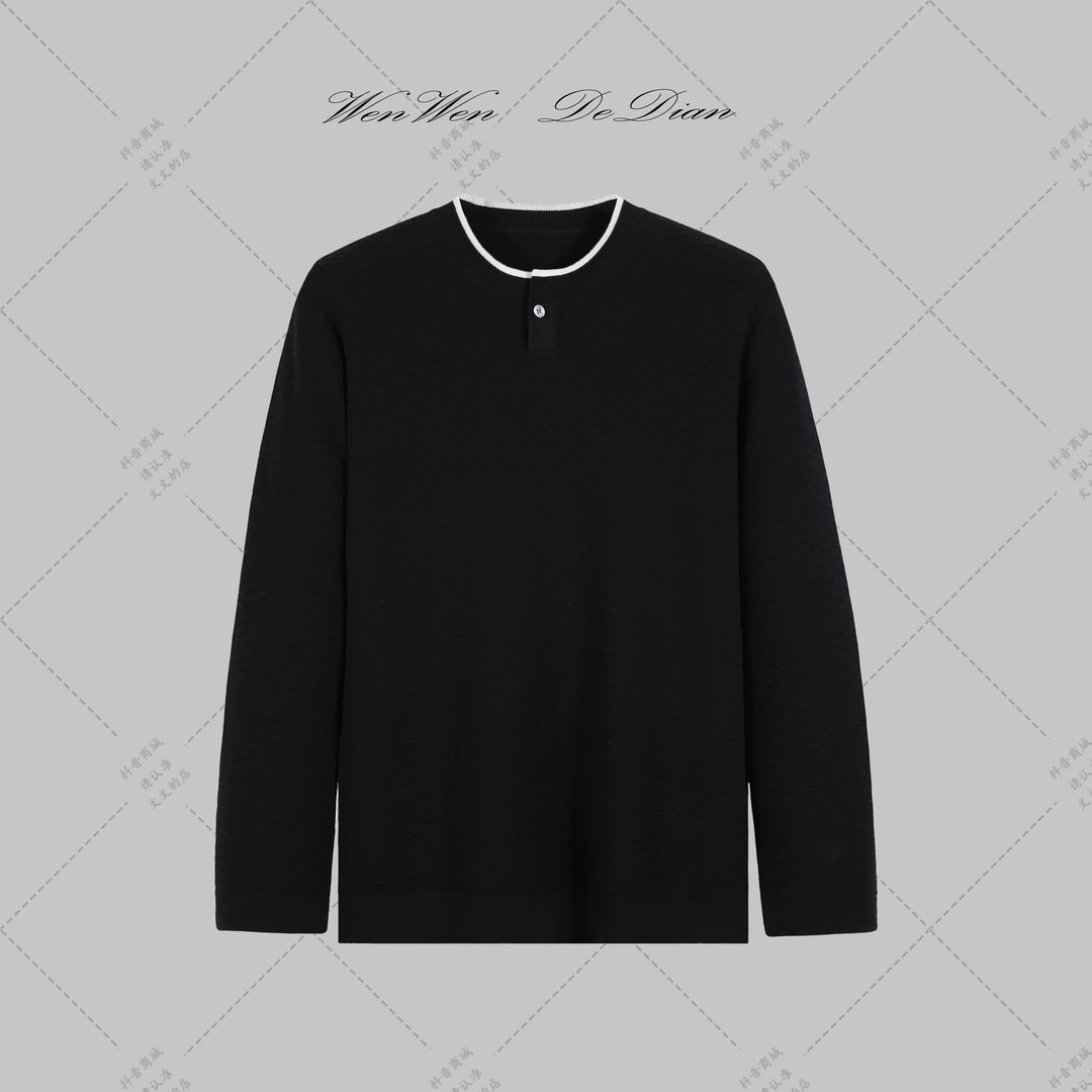 【加厚不加绒】亨利领假两件秋冬男士高端时尚针织长袖N6259