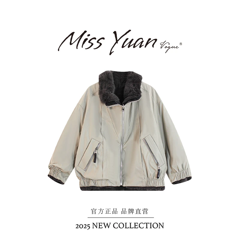 M.Y 媛总 【杉屿】冬季新款派克服两面穿网红时尚黑色连帽短款