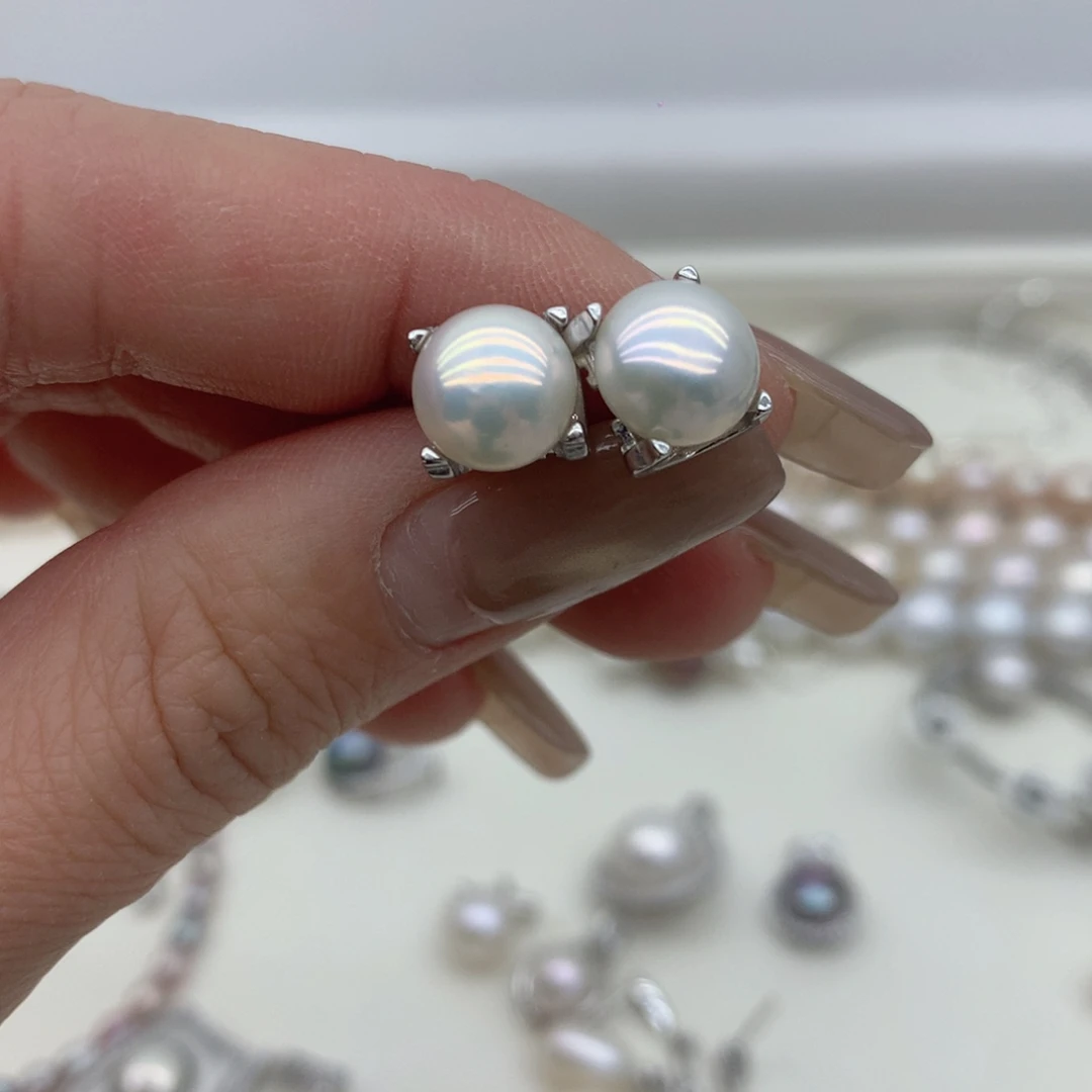 莉***吖耳饰银S925镶嵌淡水珍珠