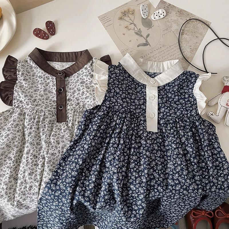 现货【橘止皮】XQ259399夏季新款儿童连衣裙女童碎花裙子女宝夏装