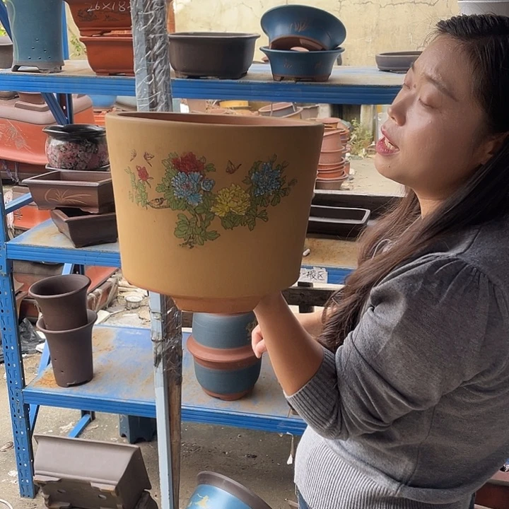 黄色花开富贵特大号花盆紫砂花盆紫砂