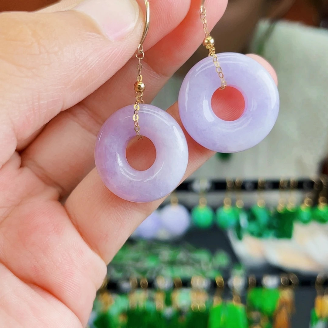 翡翠18K金镶嵌耳饰