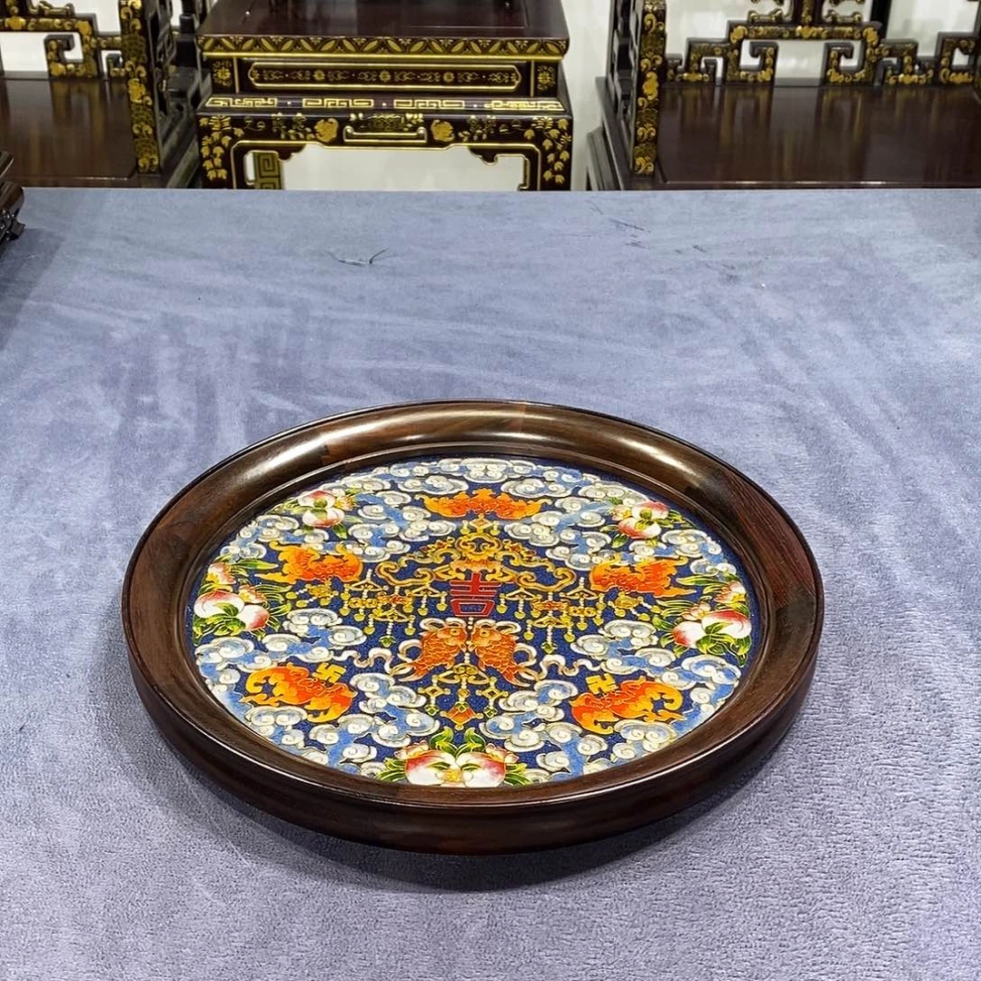 红酸枝木类成套家具圆盘