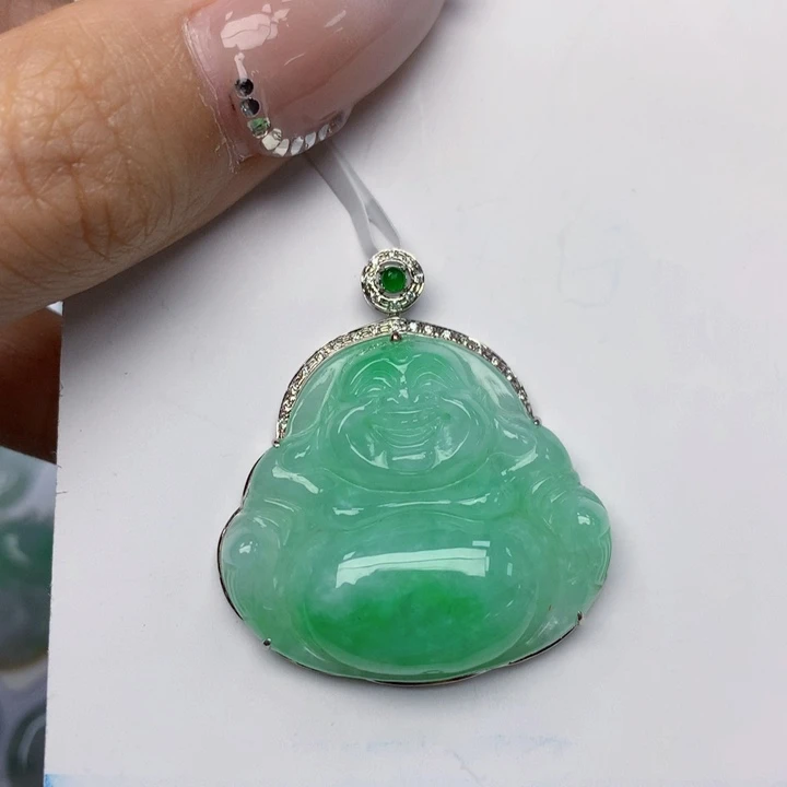 翡翠颈饰18K金镶嵌翡翠a货