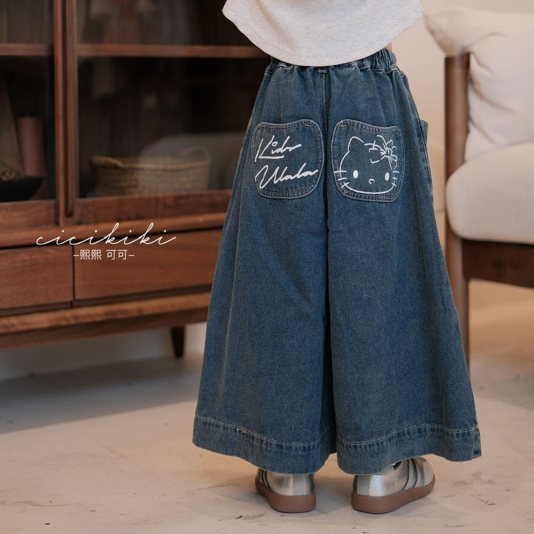【萌萌猫】儿童童装夏时尚百搭儿童直筒宽松牛仔裤 熙熙可可KZ2533