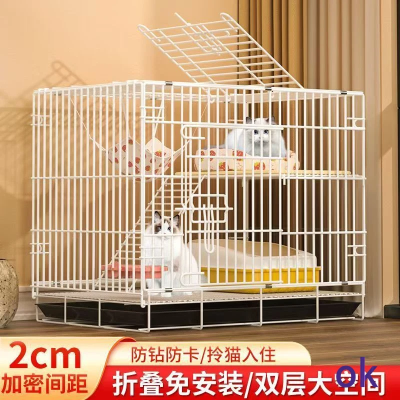 猫笼子家用室内大空间猫窝可折叠别墅厕所一体不占地大号双层猫舍