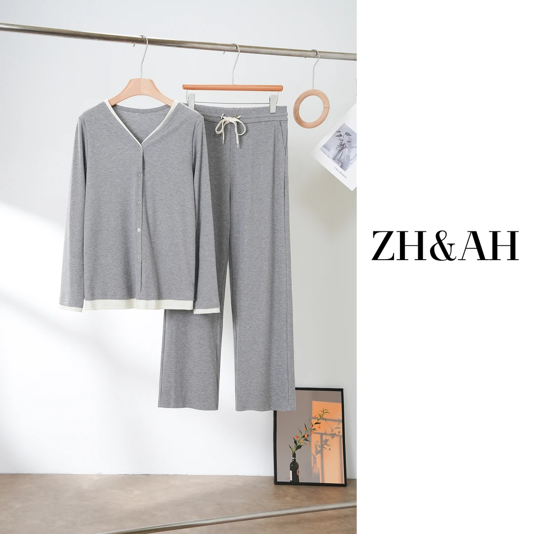 ZH&AH【曲奇饼干】秋季新款时尚气质百搭孕期人棉假两件通勤套装