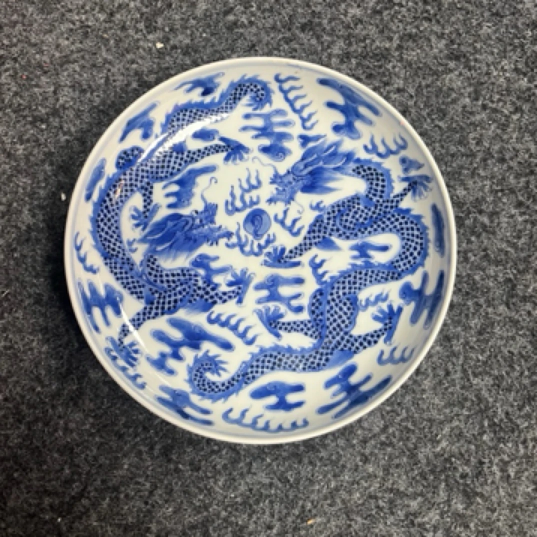 双龙纹赏盘手工手绘4