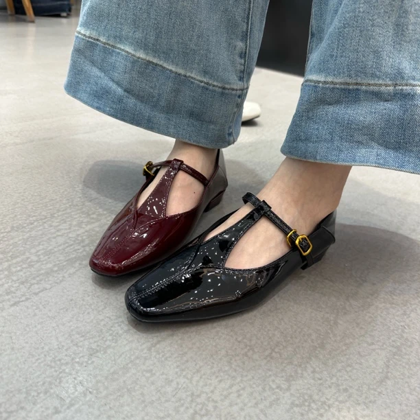 3550-29浅口一字鞋2025新款法式平底单鞋女柔软气质