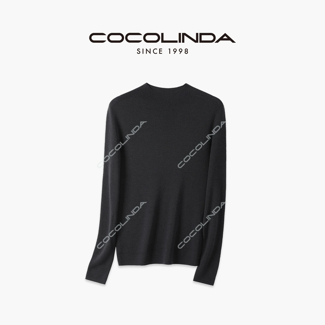 COCOLINDA 100%棉羊毛针织圆领打底衫  HQ601