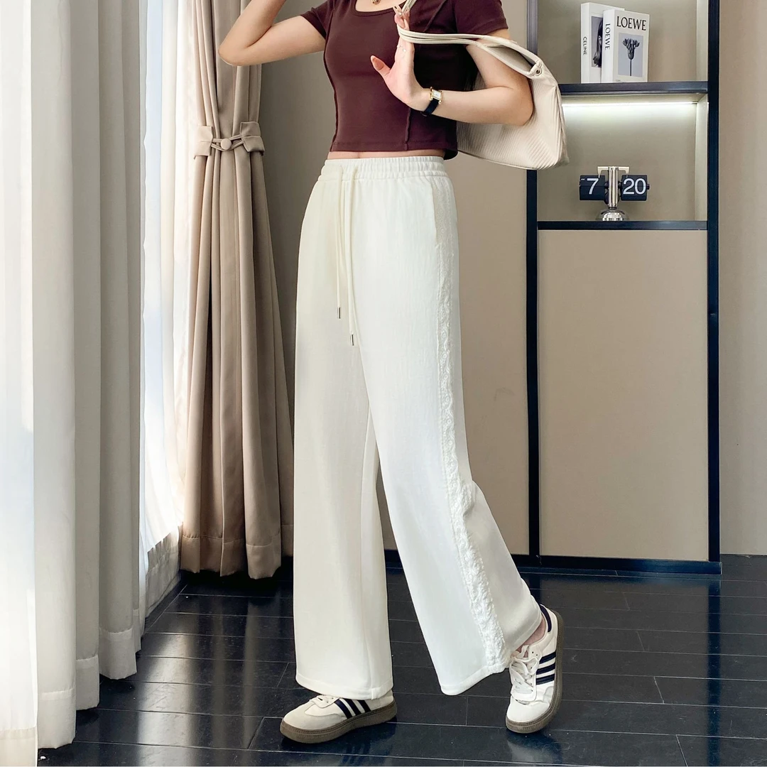 【优莎】989“风语轻纱”简韵蕾丝阔腿裤