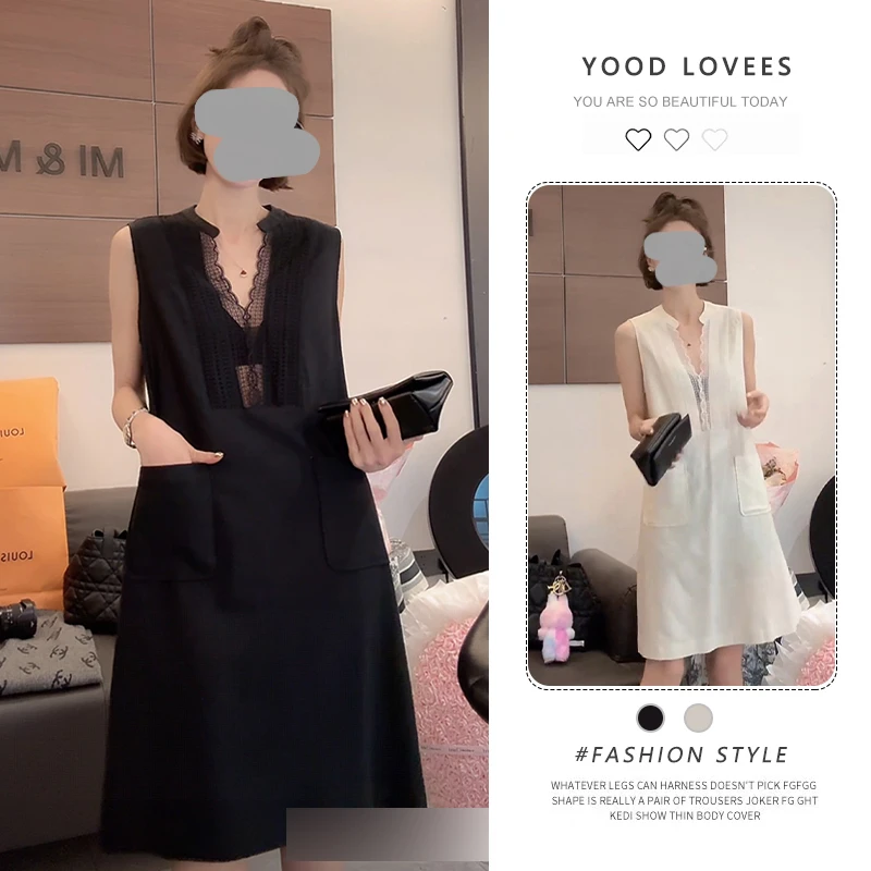 夏日绝美蕾丝气质无袖连衣裙女夏季2025新款爆款高级不撞款背心裙