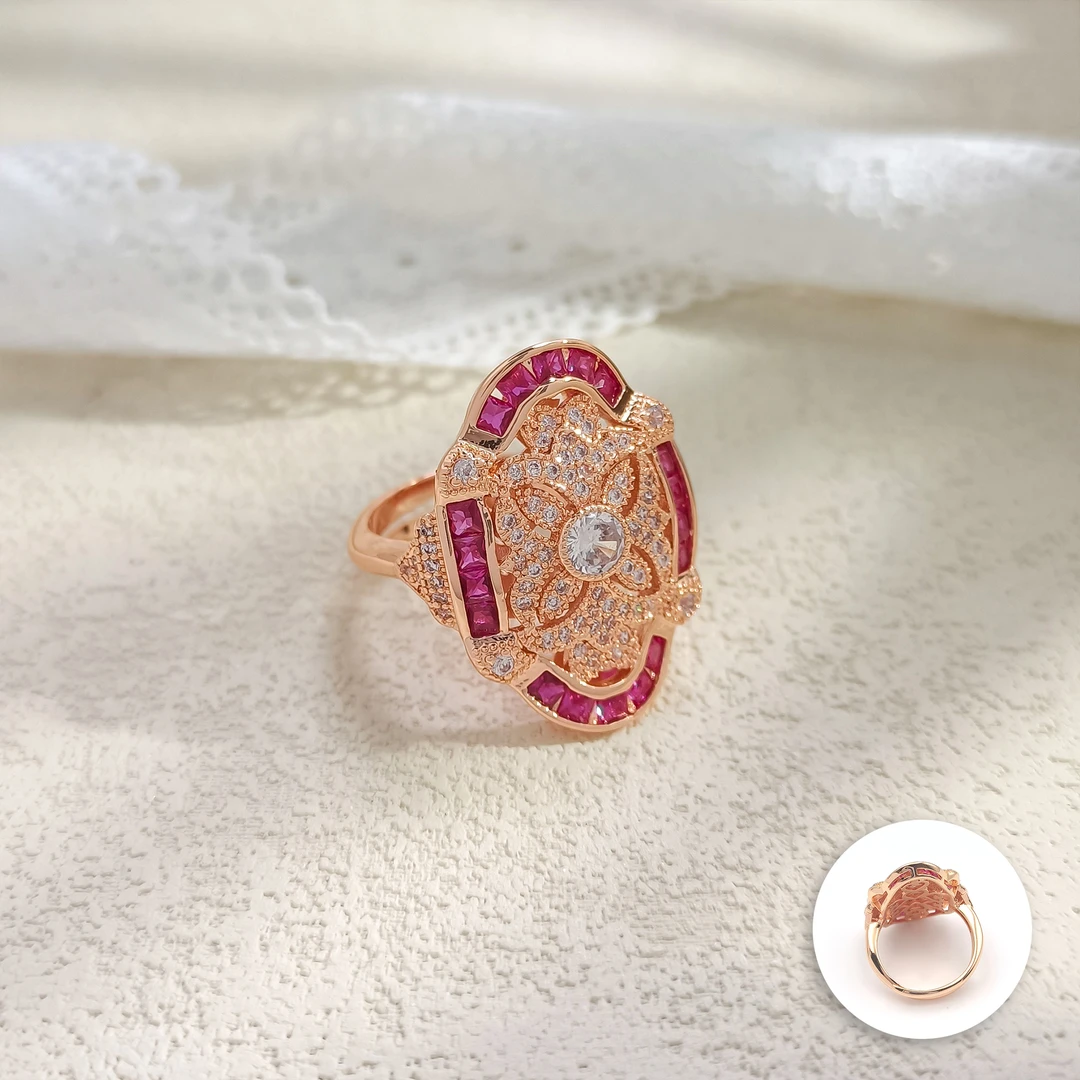 铜合金合成锆石戒指 WHSM-006622【灿若繁星】戒指轻奢时尚精致简约