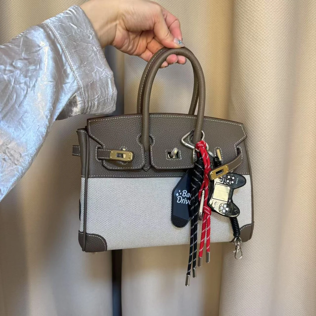 【KOIEE可亦】2025新款时尚通勤百搭铂金包拼接女包单肩斜跨手提包