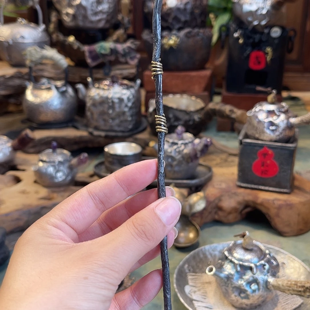 紫砂手工制作 锡茶拨