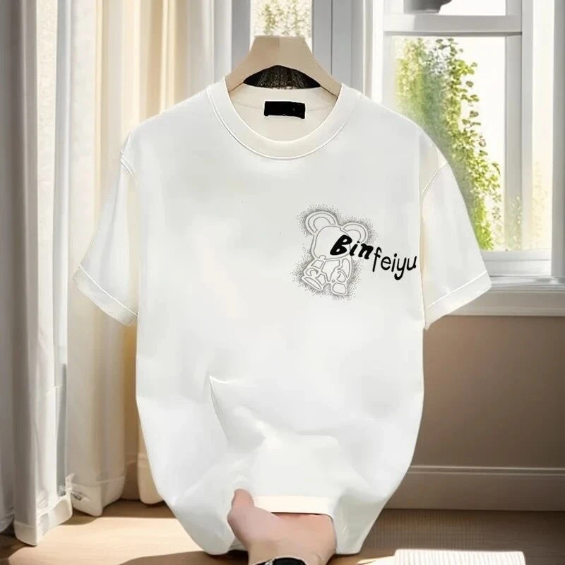 仓石一树涂鸦小熊印花短袖t恤男士2025夏季潮牌美式休闲半袖上衣T