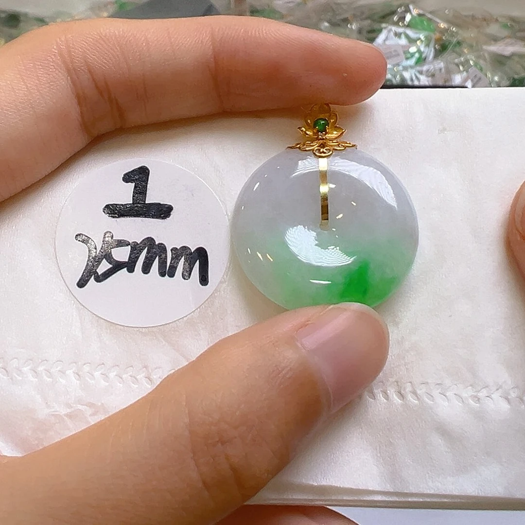 翡翠18K金镶嵌吊坠(不含链)翡翠