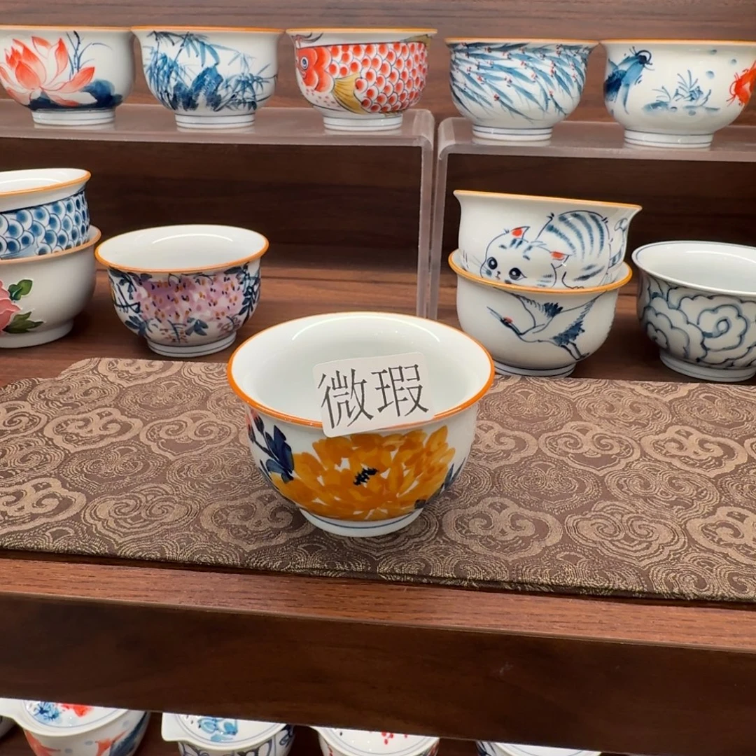 釉下手绘茶具微瑕