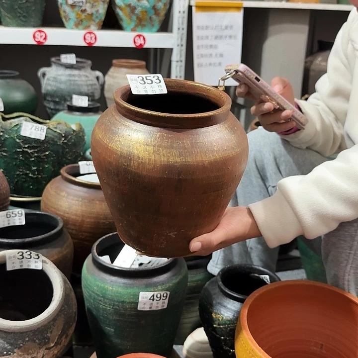 瑕疵金色坛子353高度20口径14