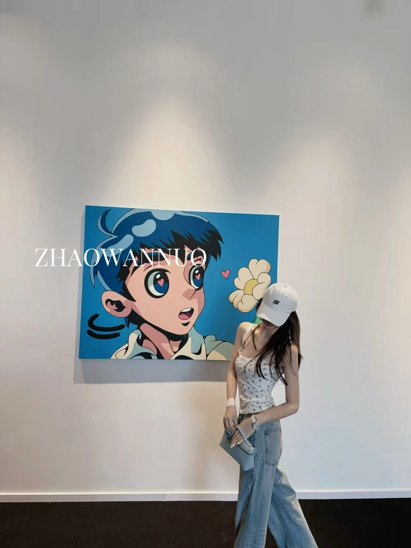 ZHAO WANNUO 丨sk**s25夏季 蓝色碎花蕾丝吊带背心NC0746