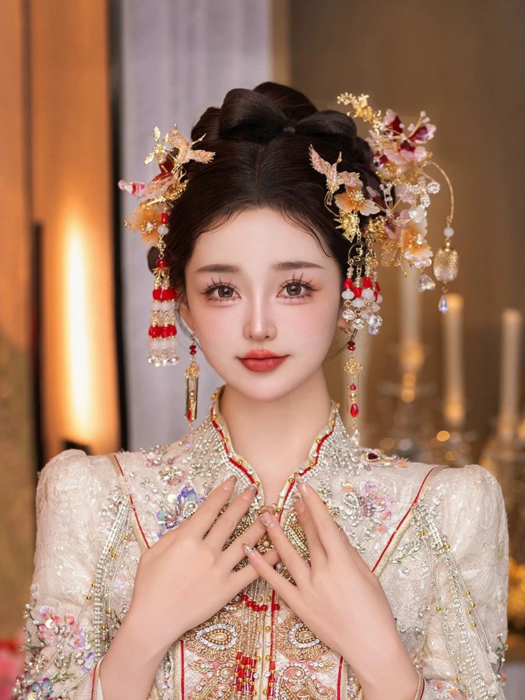 8417  婚嫁饰品中式新娘水晶汉服步摇古典秀禾头饰新款新娘头饰