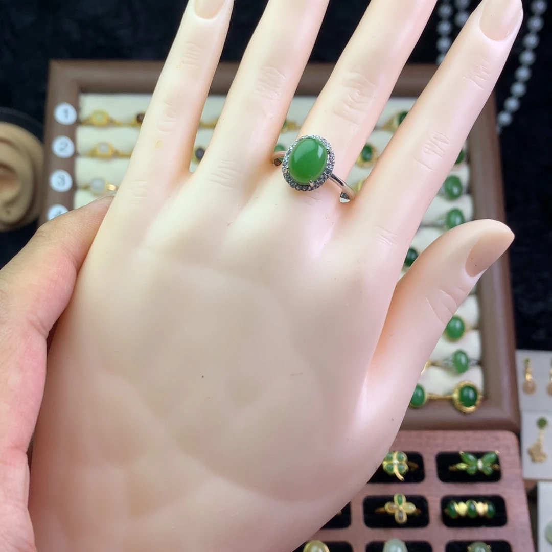 和田玉银S925镶嵌戒指