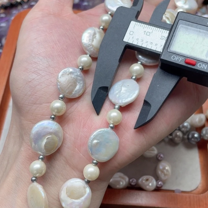 玛瑙/玉髓合金珠宝半成品双**味一条16mm巴洛克项链