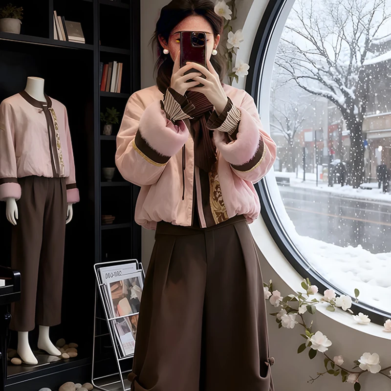 SHALLDOER【贝母云粉】红人范韩版棉服2025秋冬季潮流高冷酷飒女装