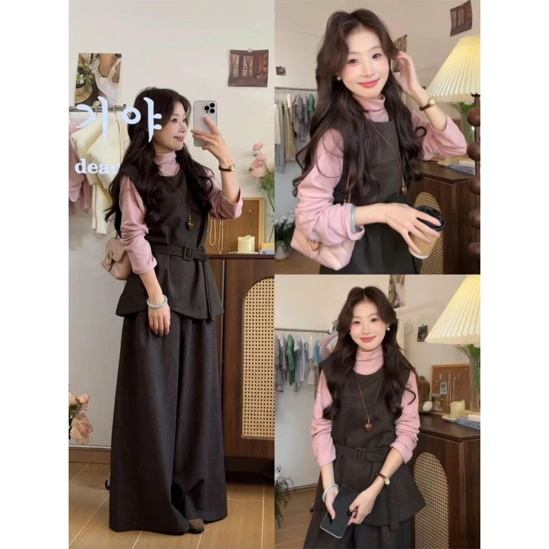 MARIE.COCO百搭老钱风女装套装高级感背心马甲高领打底衫气质长裤