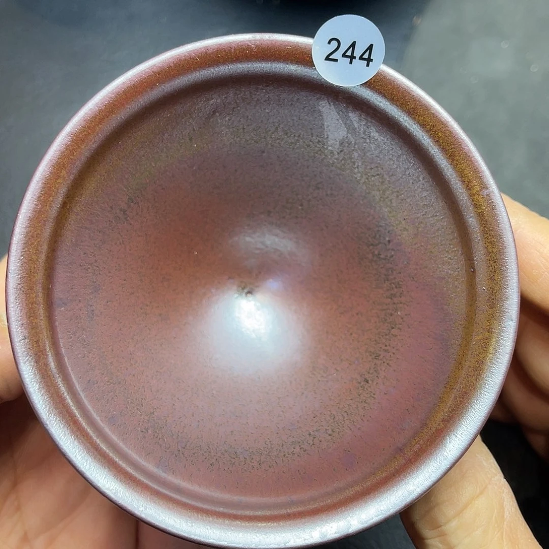 茶盏龙窑柴烧柿红束口器型