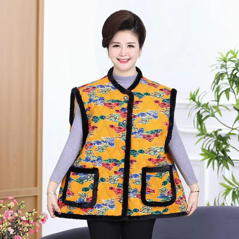 A173加绒棉马甲秋冬加肥加宽松背心坎肩200斤【轻微飘色介意勿拍】