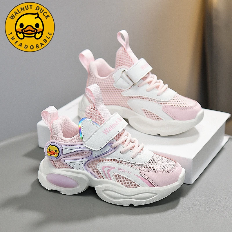 小黄鸭女童运动鞋透气单网2025夏季新款女孩软底公主网面儿童鞋子