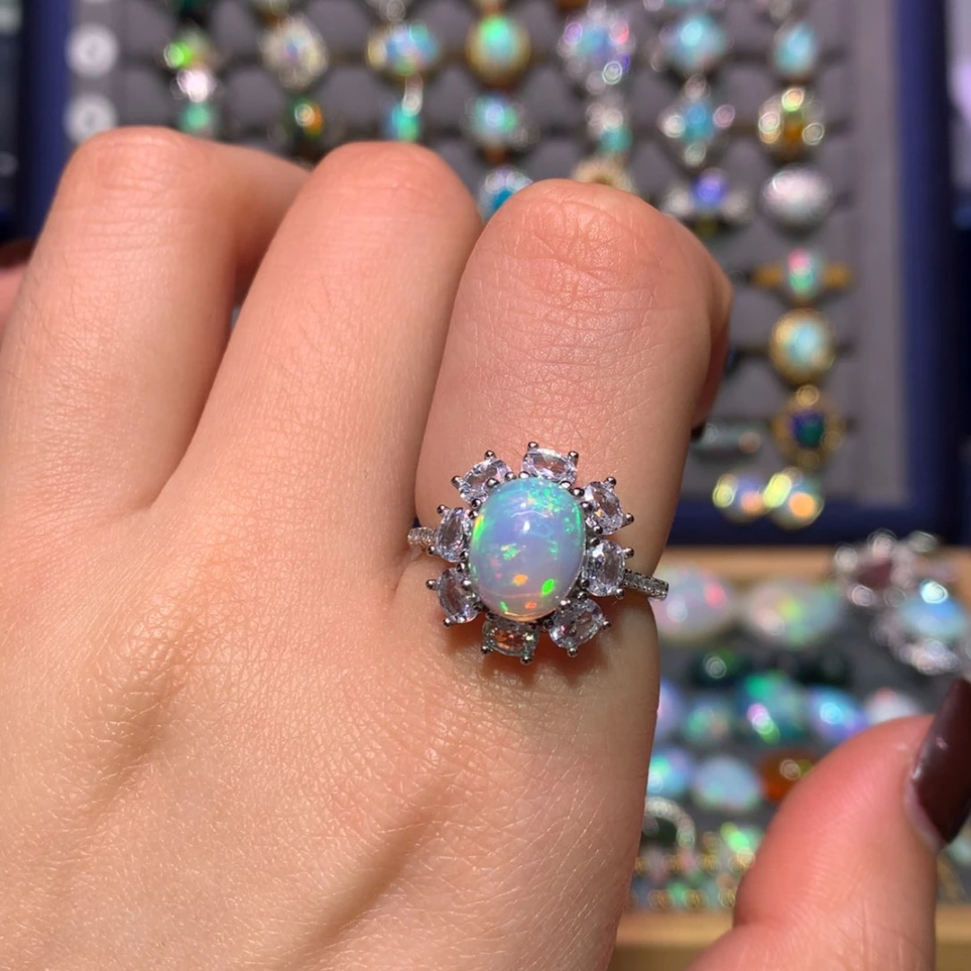 银S925镶嵌欧泊戒指款式