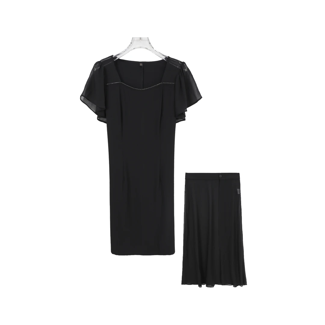 法式方领气质高级感洋气清凉显瘦连衣裙套装Z263