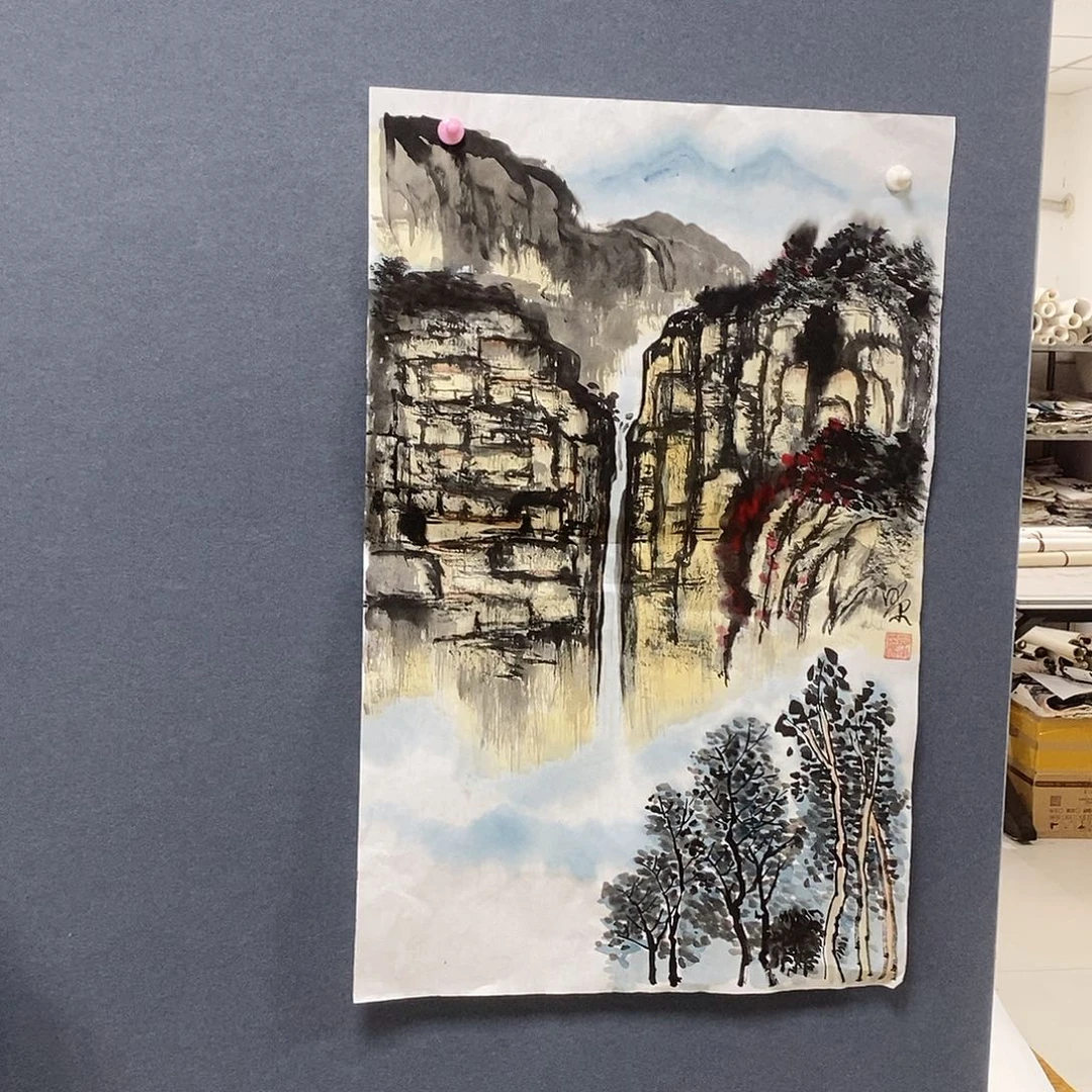 国画冯明康45.68手绘画芯