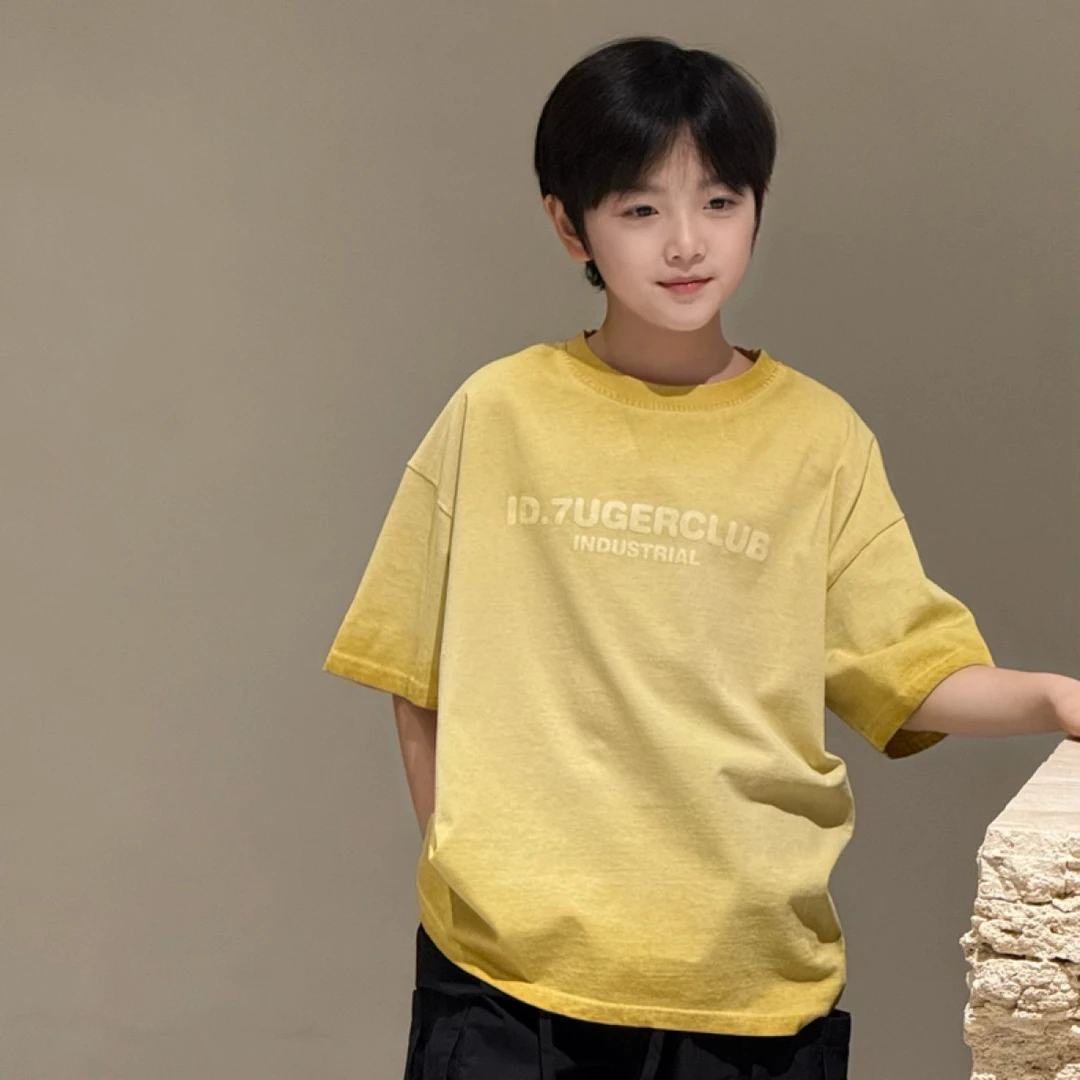 D4-10。25656 儿童大童休闲夏季字母脏脏T恤