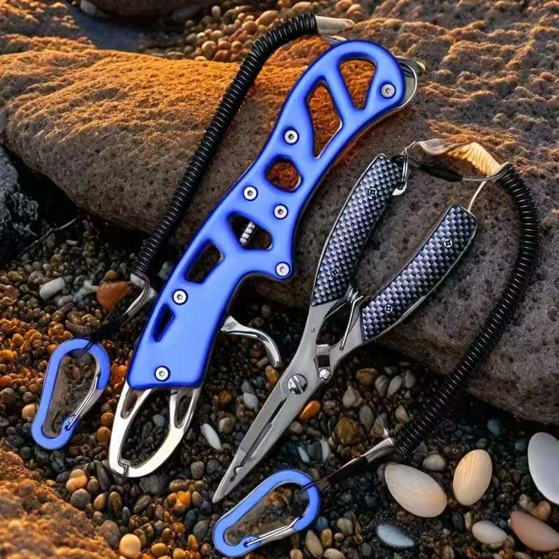 多功能不锈钢路亚钳控鱼器二合一开环绑线摘钩户外钓鱼专用控鱼钳