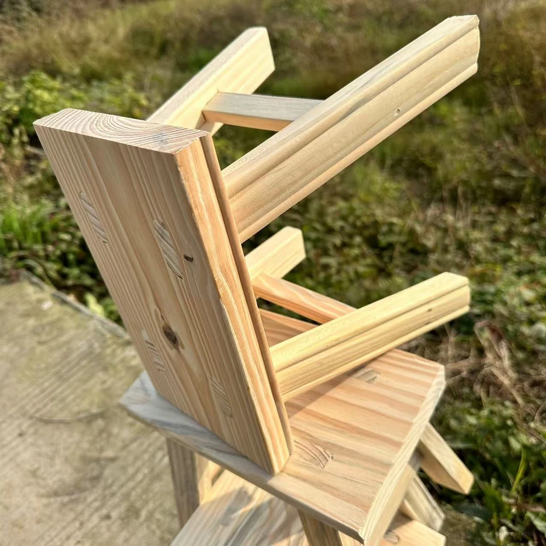 松木家用两张小凳子 手工凳子 直径 24*15*23厘米