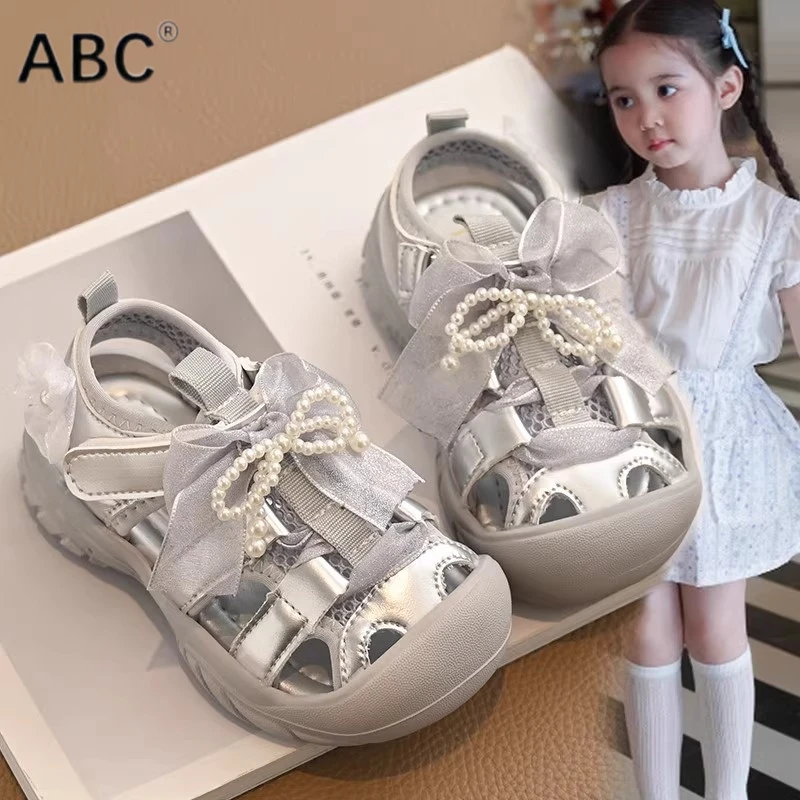ABC女童溯溪运动凉鞋2025新款夏季时尚百搭公主软底包头沙滩单鞋