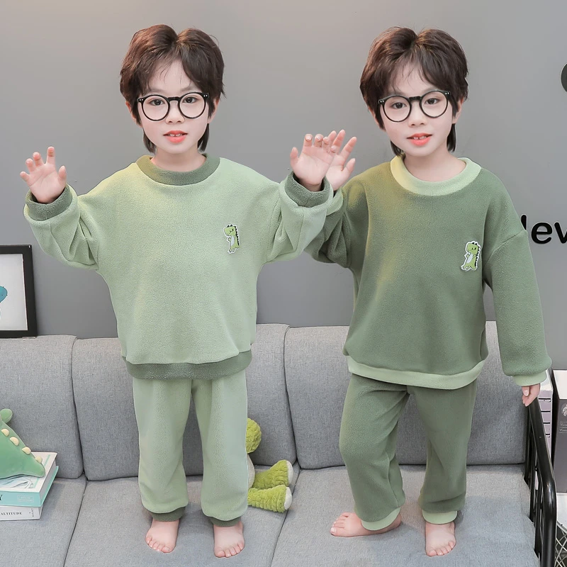 儿童睡衣男孩秋冬季2025新款奥粒绒男宝分体保暖衣套装男童家居服