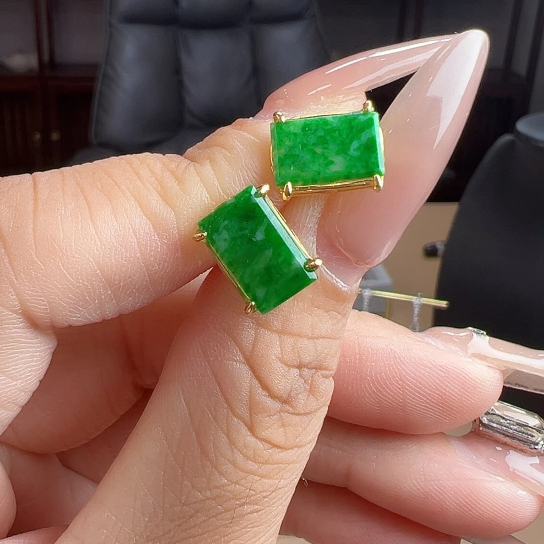 银S925镶嵌翡翠耳饰耳饰55