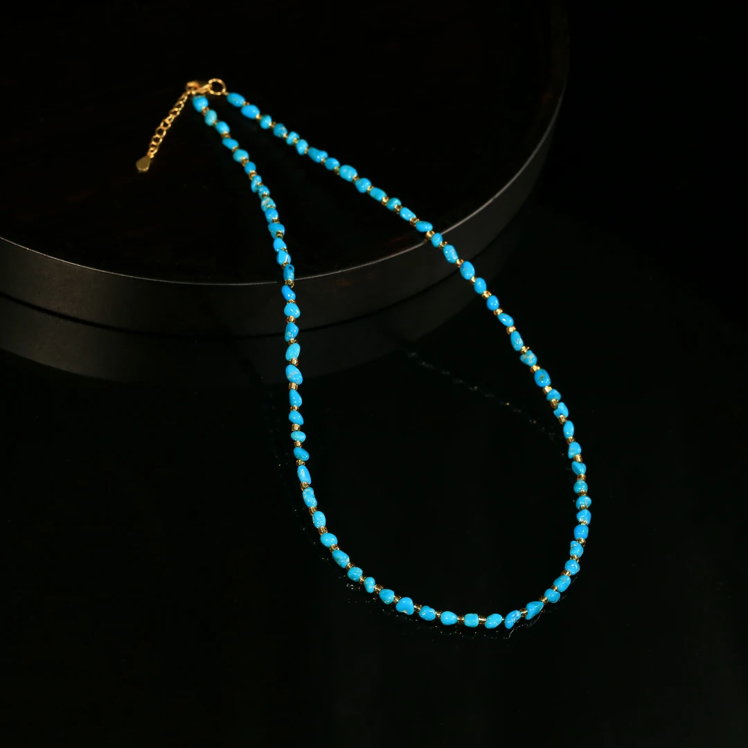 【专场福利】安曼博S925绿松石随形珠项链3-3.5mm XZ0715BZ