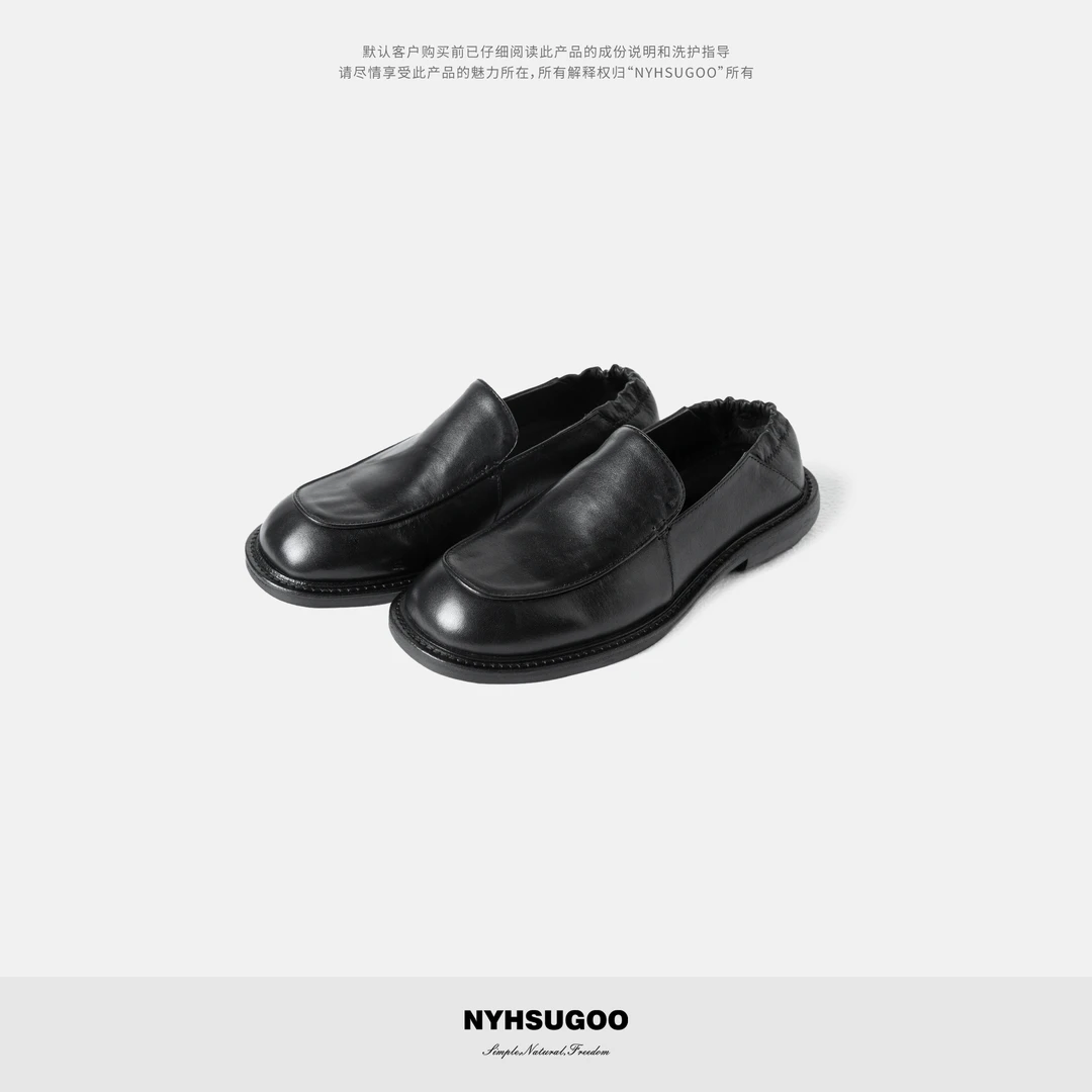 NYHSUGOO/南乙老钱风乐福鞋马皮鞋面男士大头皮鞋3561极简皮男鞋