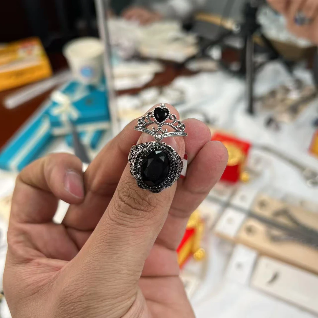 925银莫桑石戒指 爱敏纯银首饰戒指